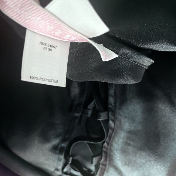 Victoria’s Secret VTG Satin Maxi Slip Dress Size L Black Gown Open Lace Up Sides - Picture 13 of 14